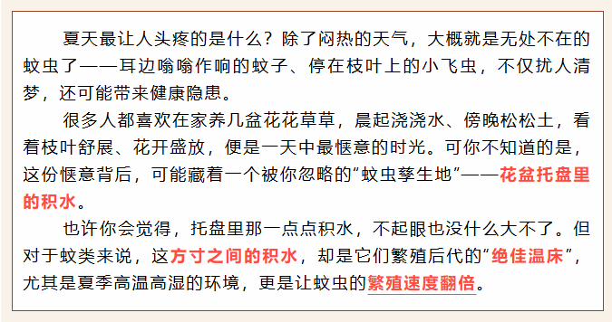 警惕！你精心养护的花花草草，可能藏着“蚊虫炸弹”